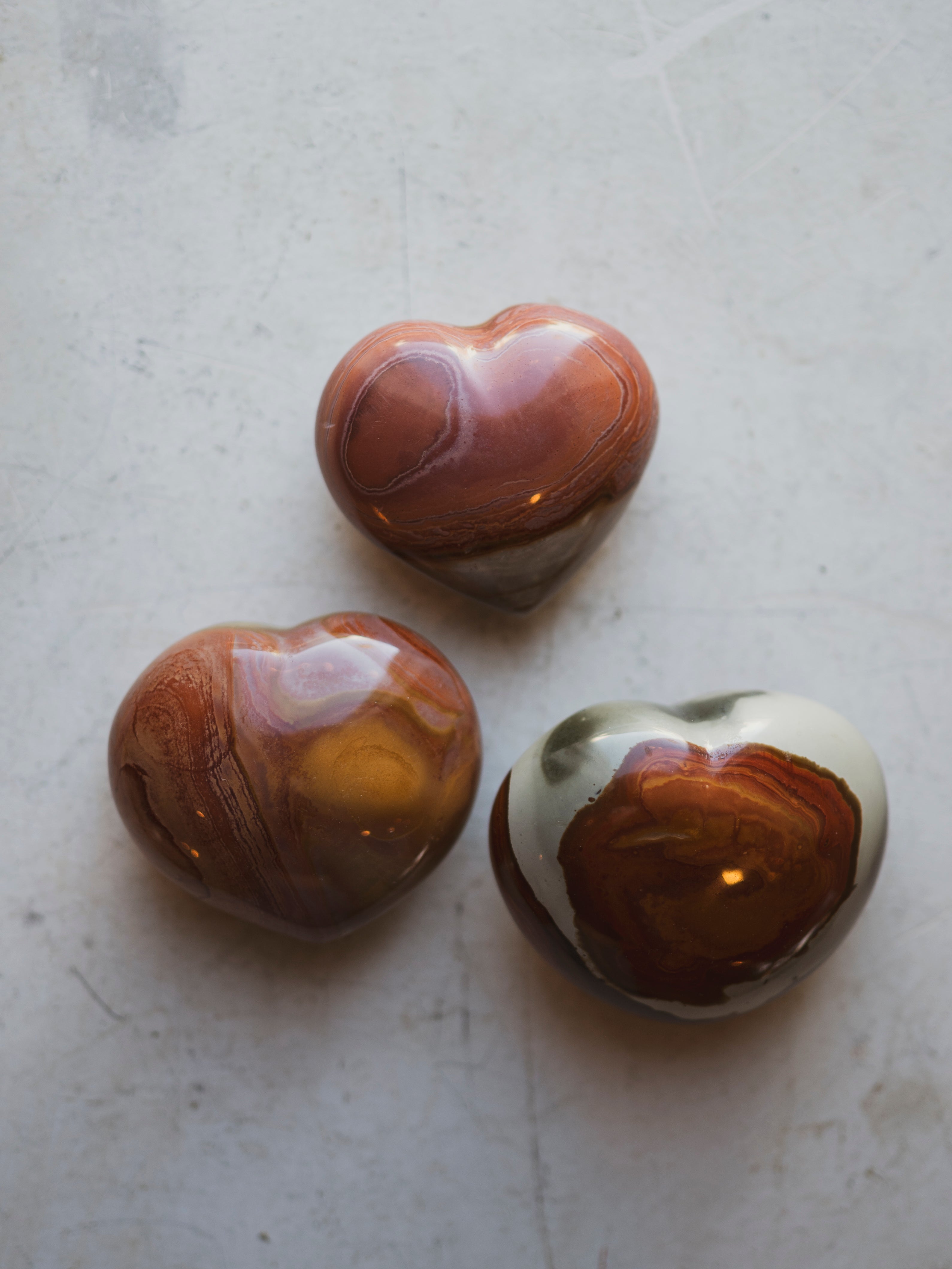 Assorted Carved Polychrome Jasper Heart, RM1434