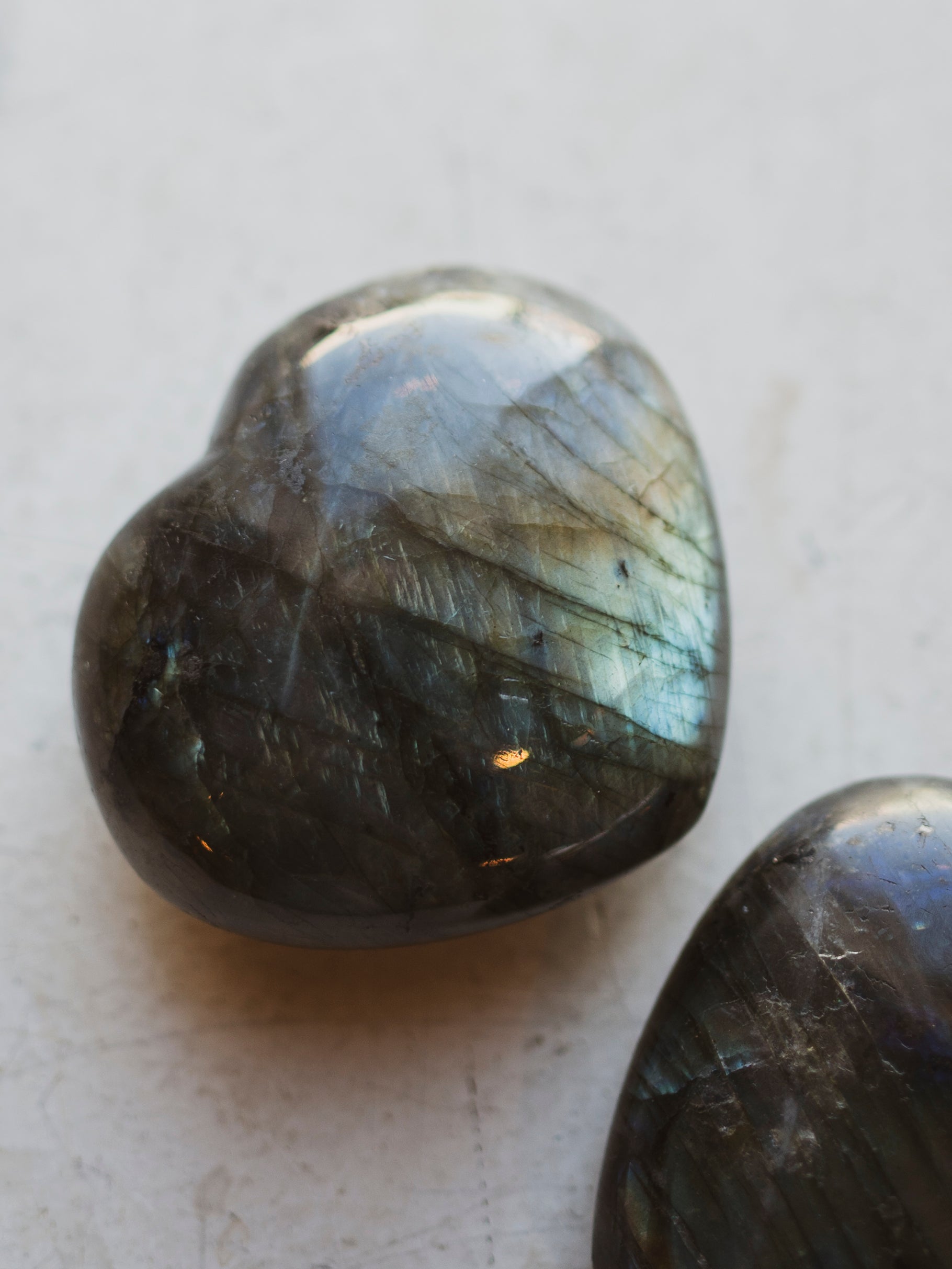 2.75-3" Assorted Carved Labradorite Heart, RM1416