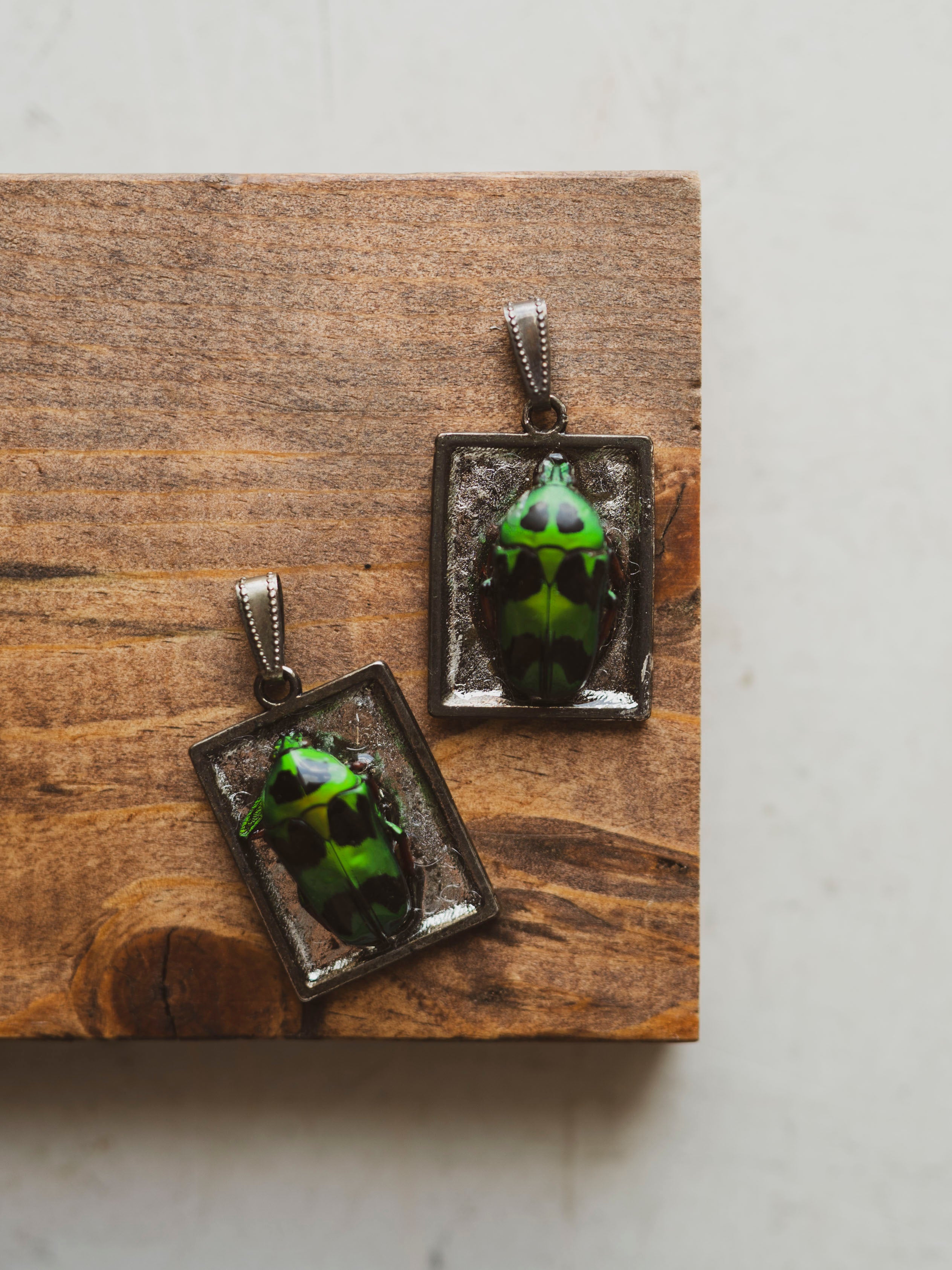 1" German Silver Flower Scarab Beetle Pendant, IN1197