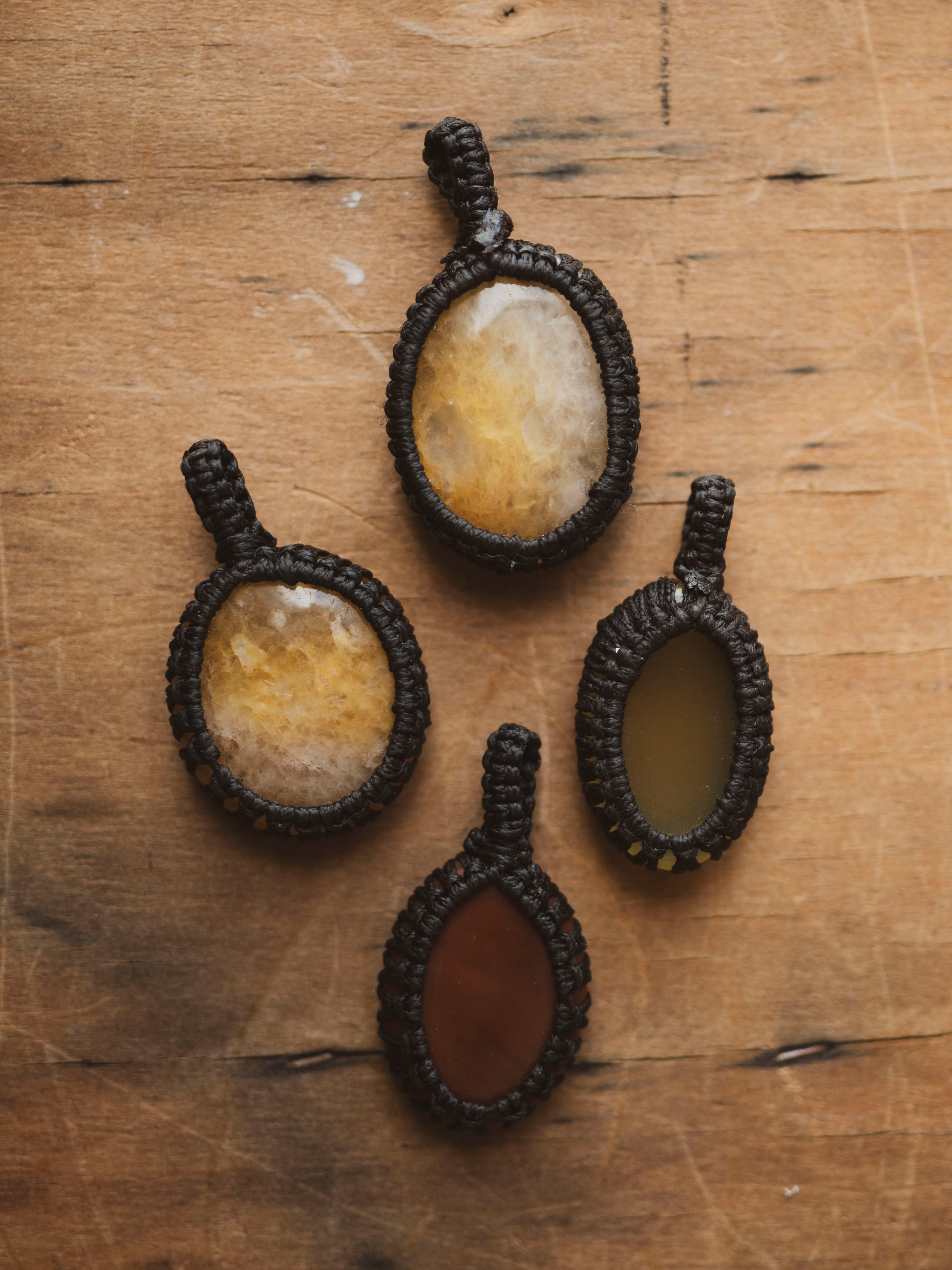 Assorted Cord Wrapped Crystal Pendant, CA1227