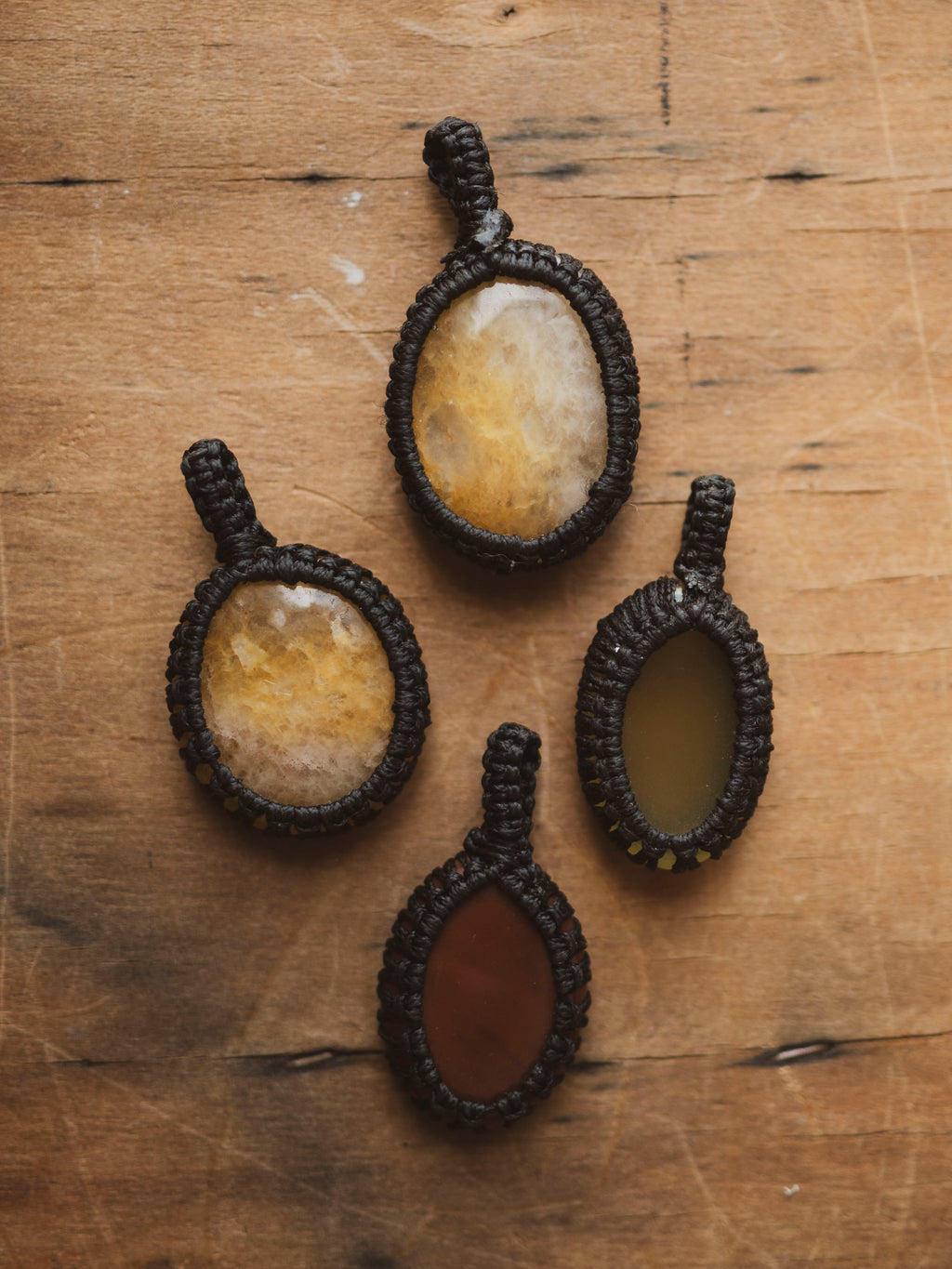 Assorted Cord Wrapped Crystal Pendant, CA1227