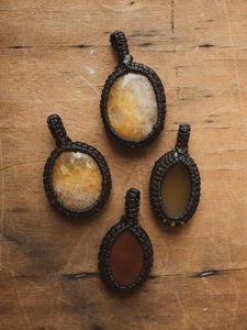 Assorted Cord Wrapped Crystal Pendant, CA1227