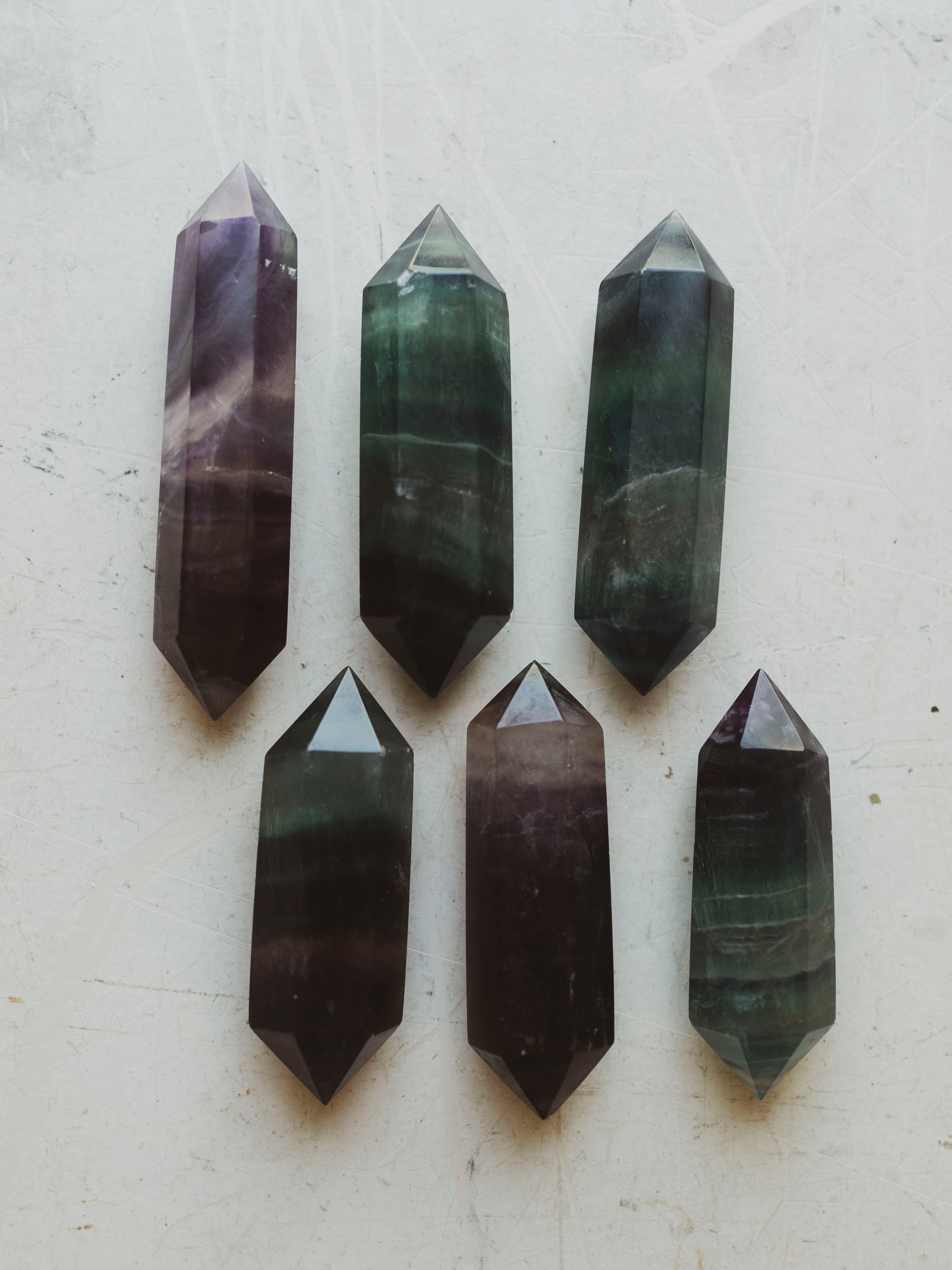 2.75-3.5" Double Terminated Rainbow Fluorite Point, RM3000
