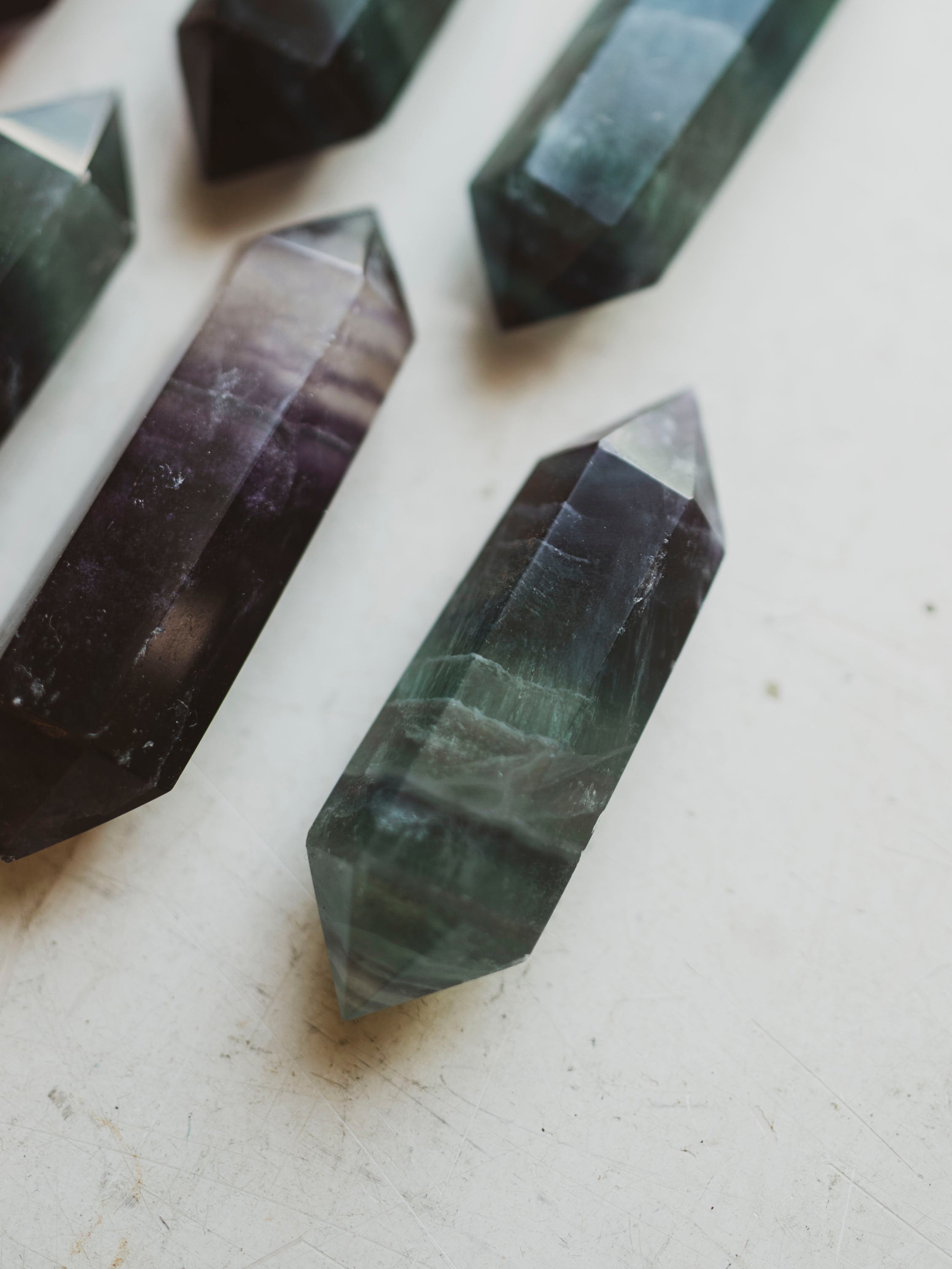 2.75-3.5" Double Terminated Rainbow Fluorite Point, RM3000