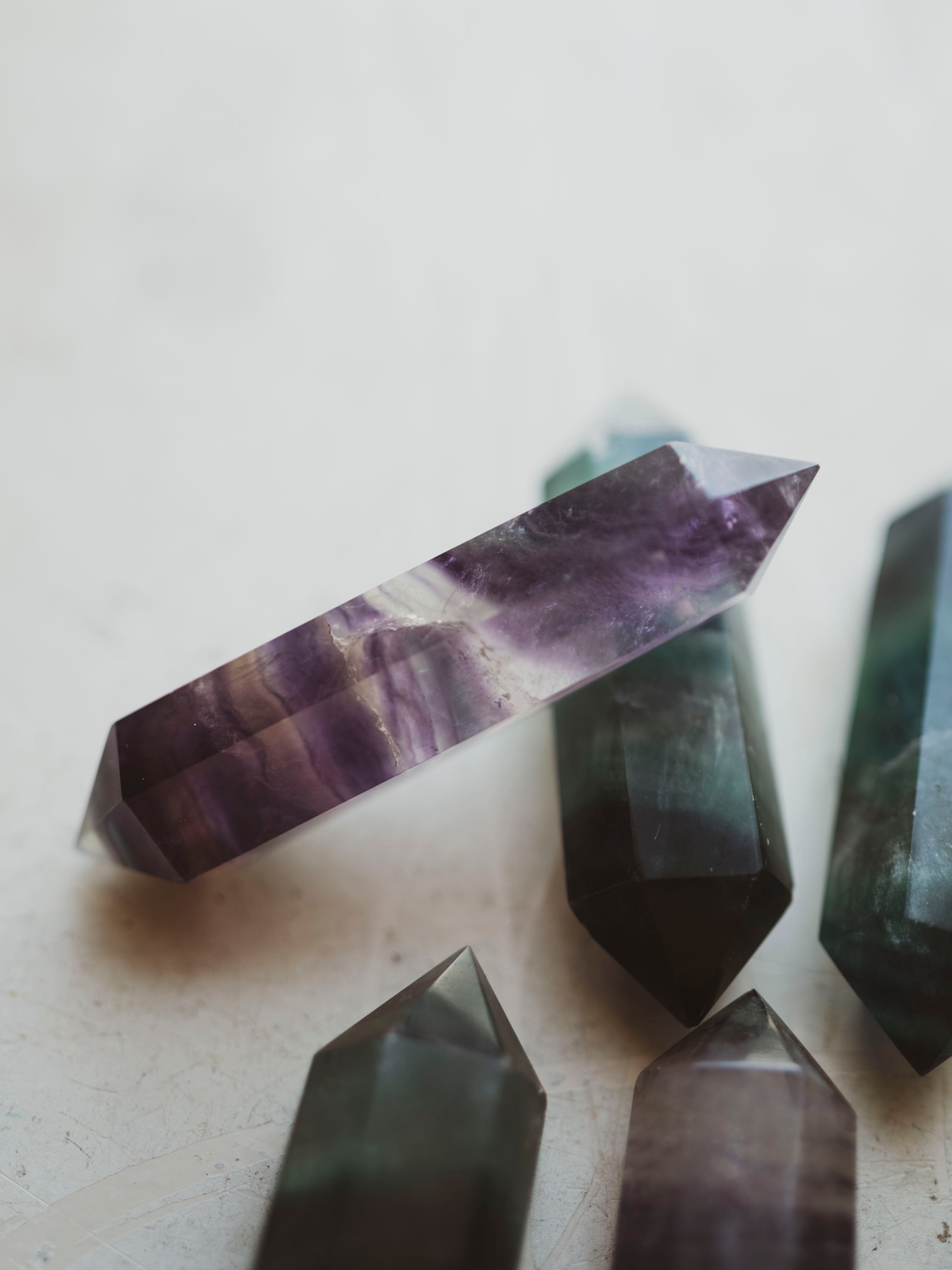 2.75-3.5" Double Terminated Rainbow Fluorite Point, RM3000