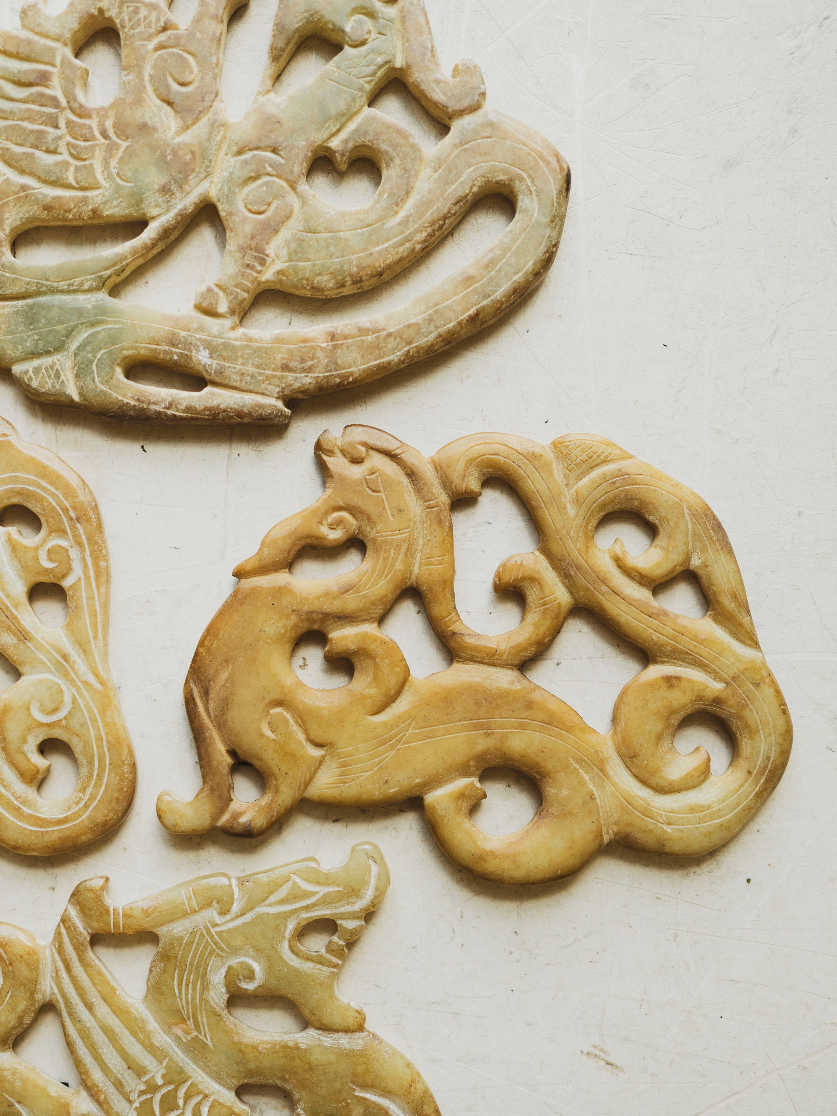3.5-5" Carved Jade Pheonix/Dragon , RM4033