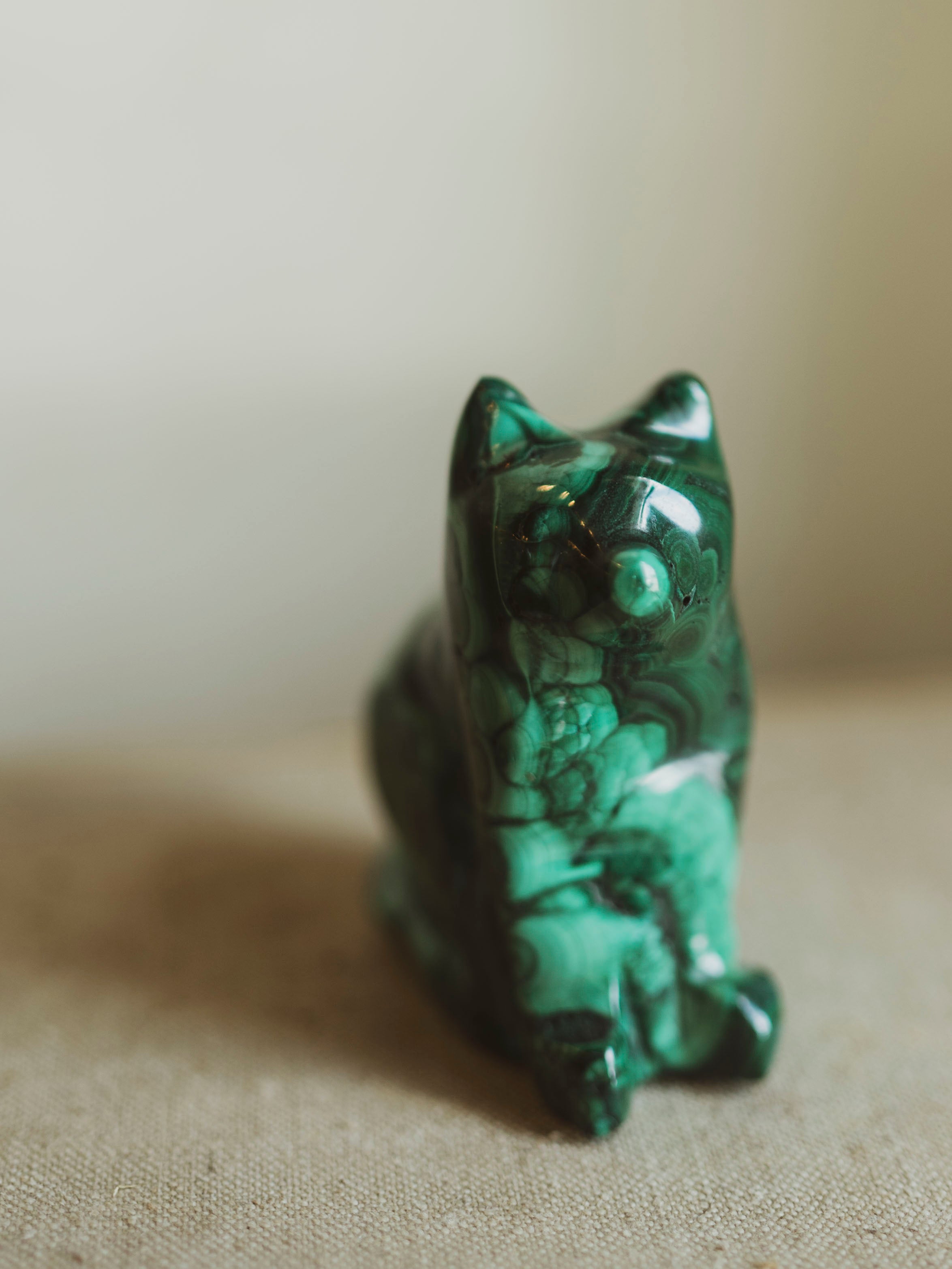 2.5" Carved Malachite Cat, RM3033