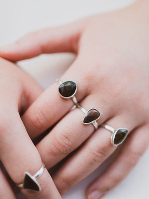 Sterling Silver Black Ethiopian Opal Ring, CA1488