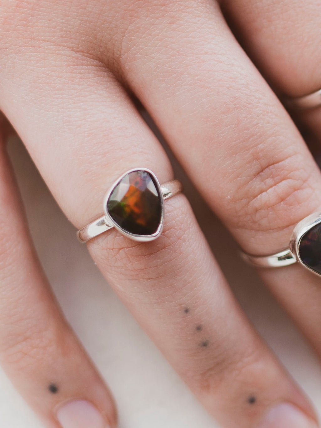 Sterling Silver Black Ethiopian Opal Ring, CA1488