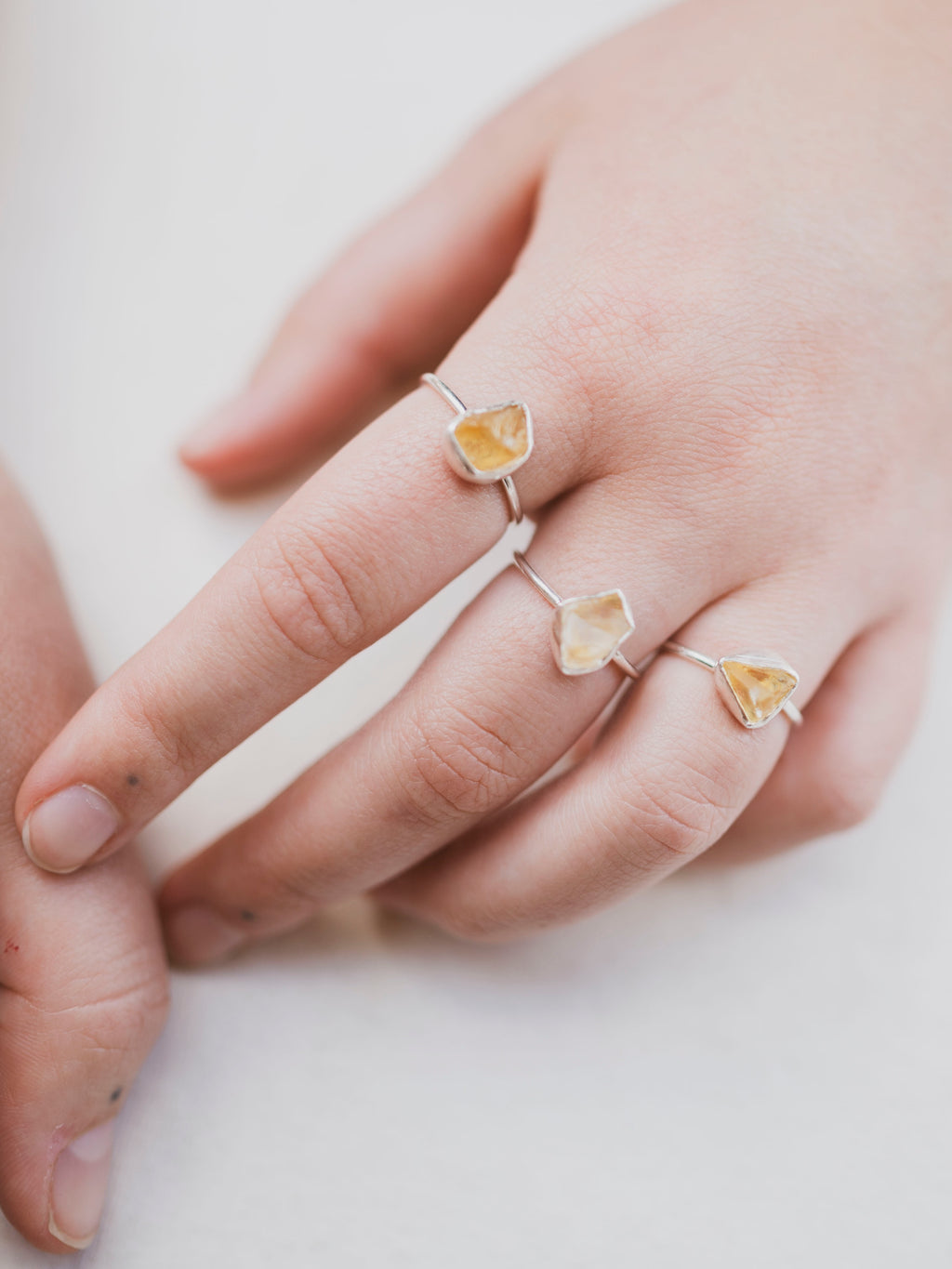 Sterling Silver Rough Citrine Ring, CA1491
