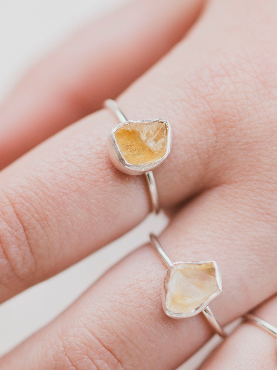 Sterling Silver Rough Citrine Ring, CA1491