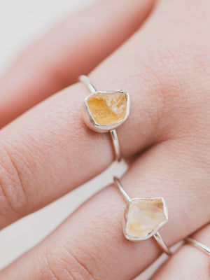 Sterling Silver Rough Citrine Ring, CA1491