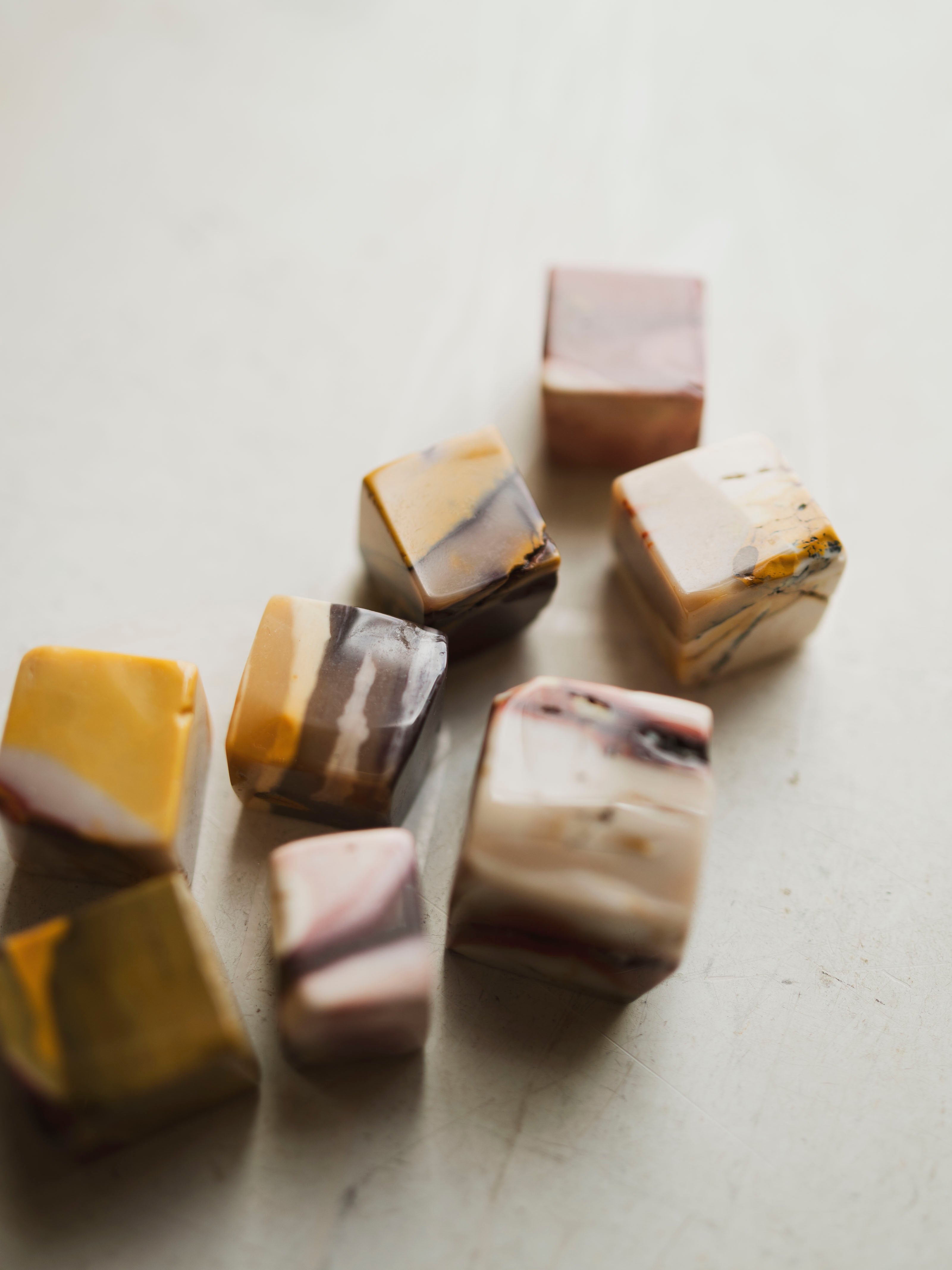 .5-1" Carved Mookaite Cube, RM2082