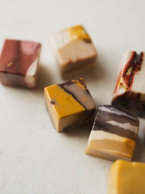 .5-1" Carved Mookaite Cube, RM2082