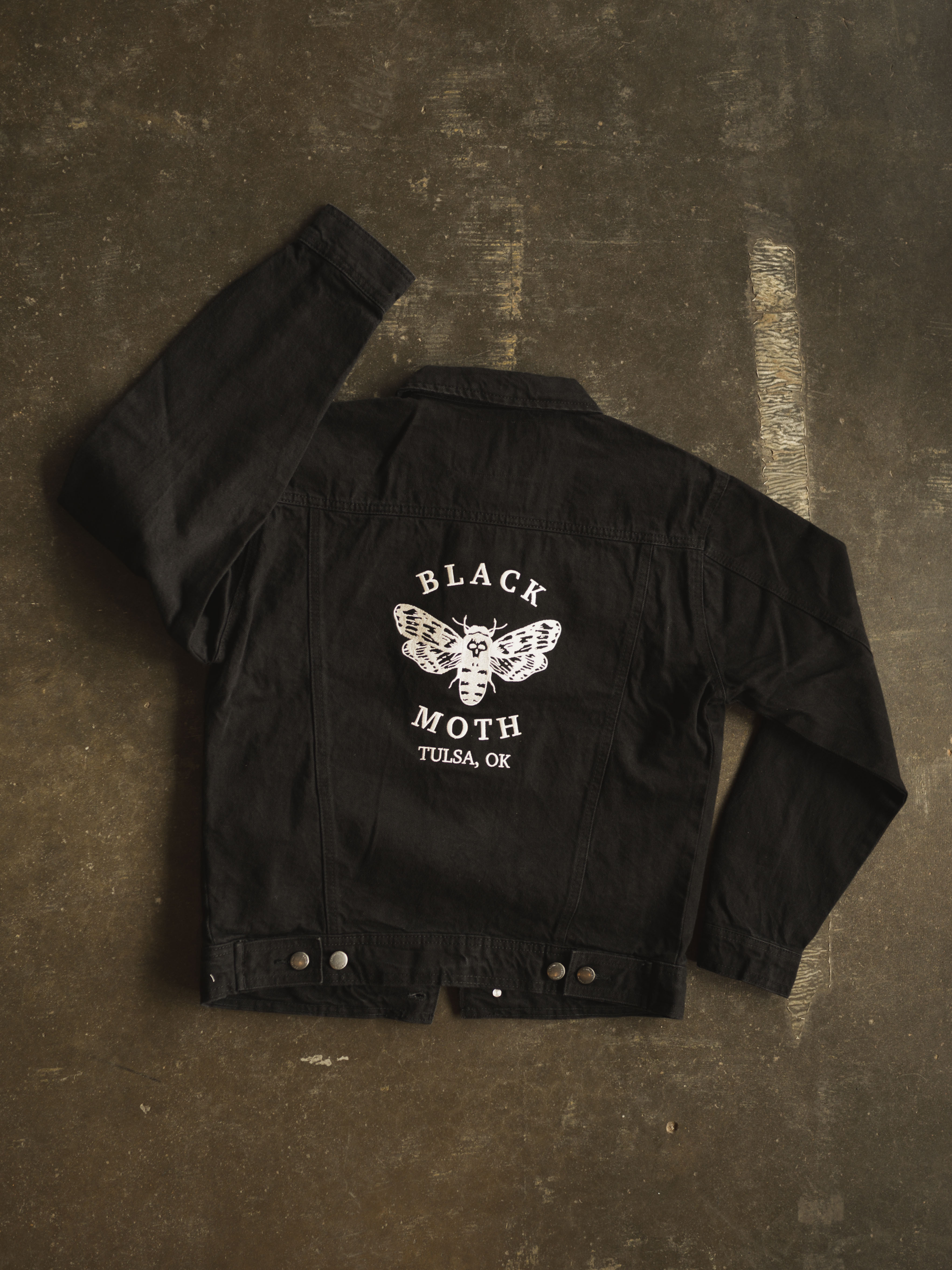 Unisex Black Denim Black Moth Jacket, CA124