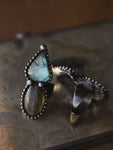 Labradorite Double Stone Adjustable Ring, CA1294