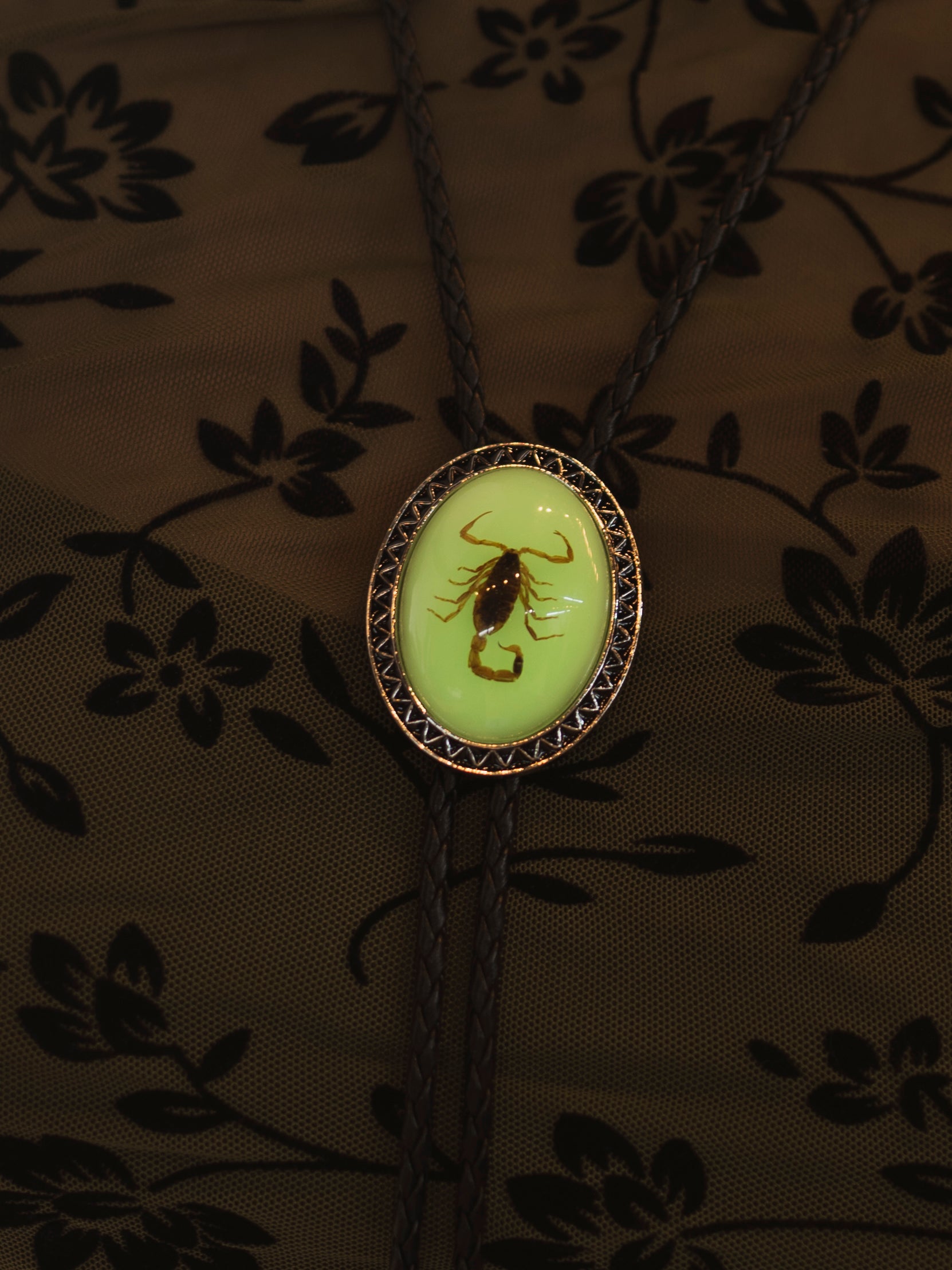 Glow in the Dark Resin Scorpion Bolo Tie, CA1140