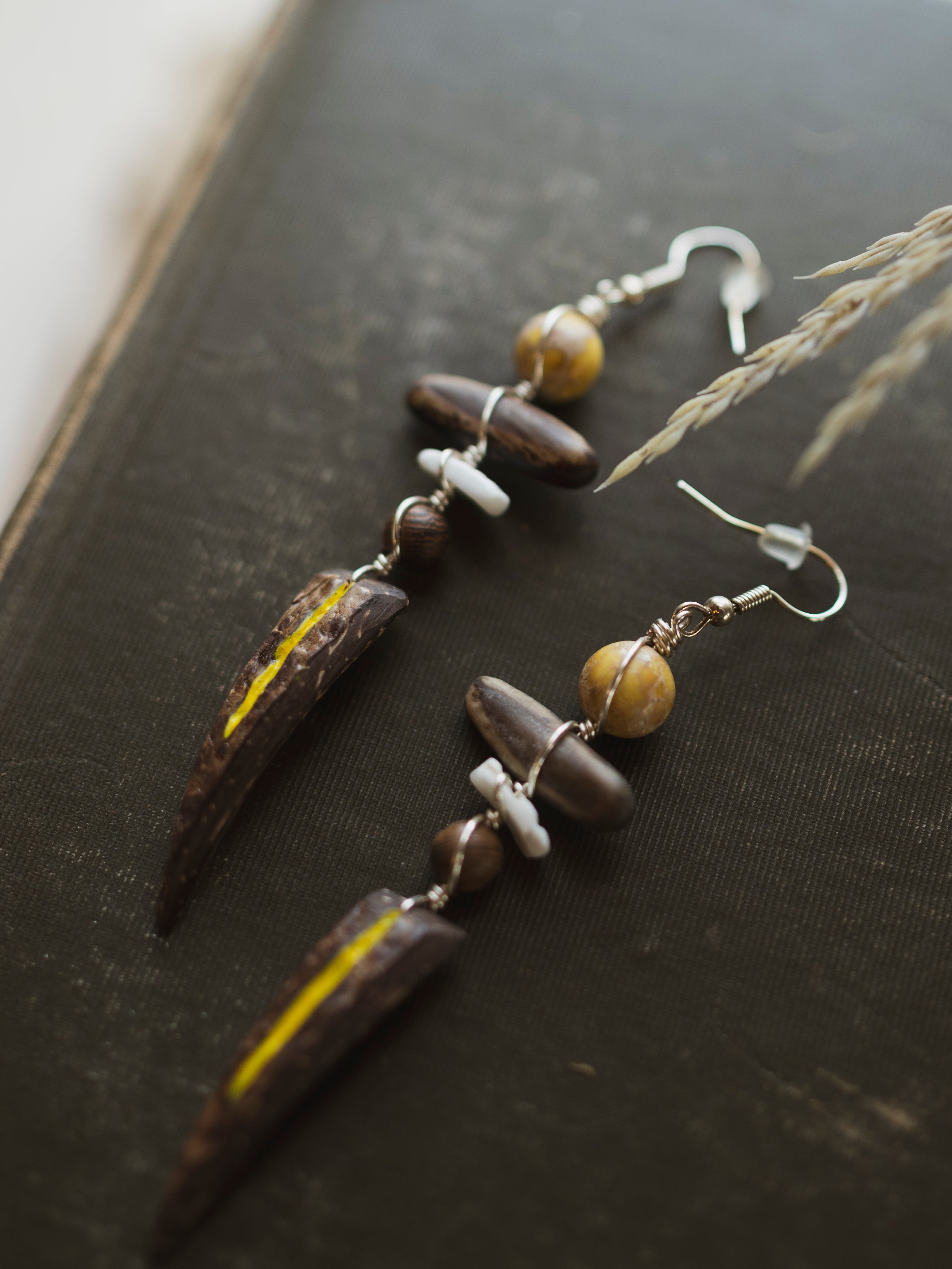 Taino Roots Coconut Shell Earrings, CO4
