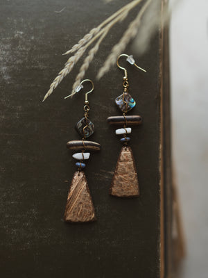 Taino Roots Coconut Shell Earrings, CO4