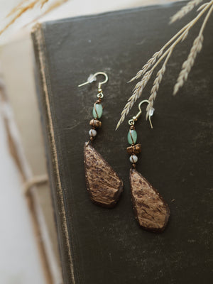 Taino Roots Coconut Shell Earrings, CO4
