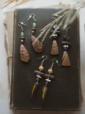 Taino Roots Coconut Shell Earrings, CO4