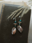 Taino Roots Blue Bead and Brown Shell Earrings, CO8