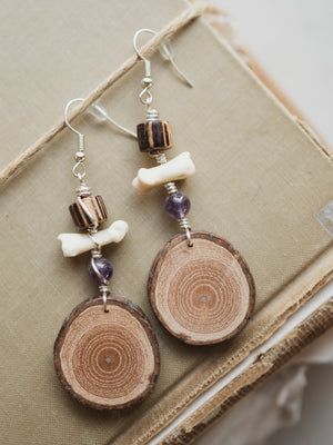 Taino Roots Woodround Earrings, CO1