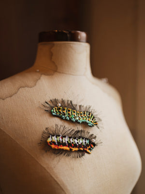 3.25" Handmade Ukrainian Embroidery Caterpillar Patch, CA501