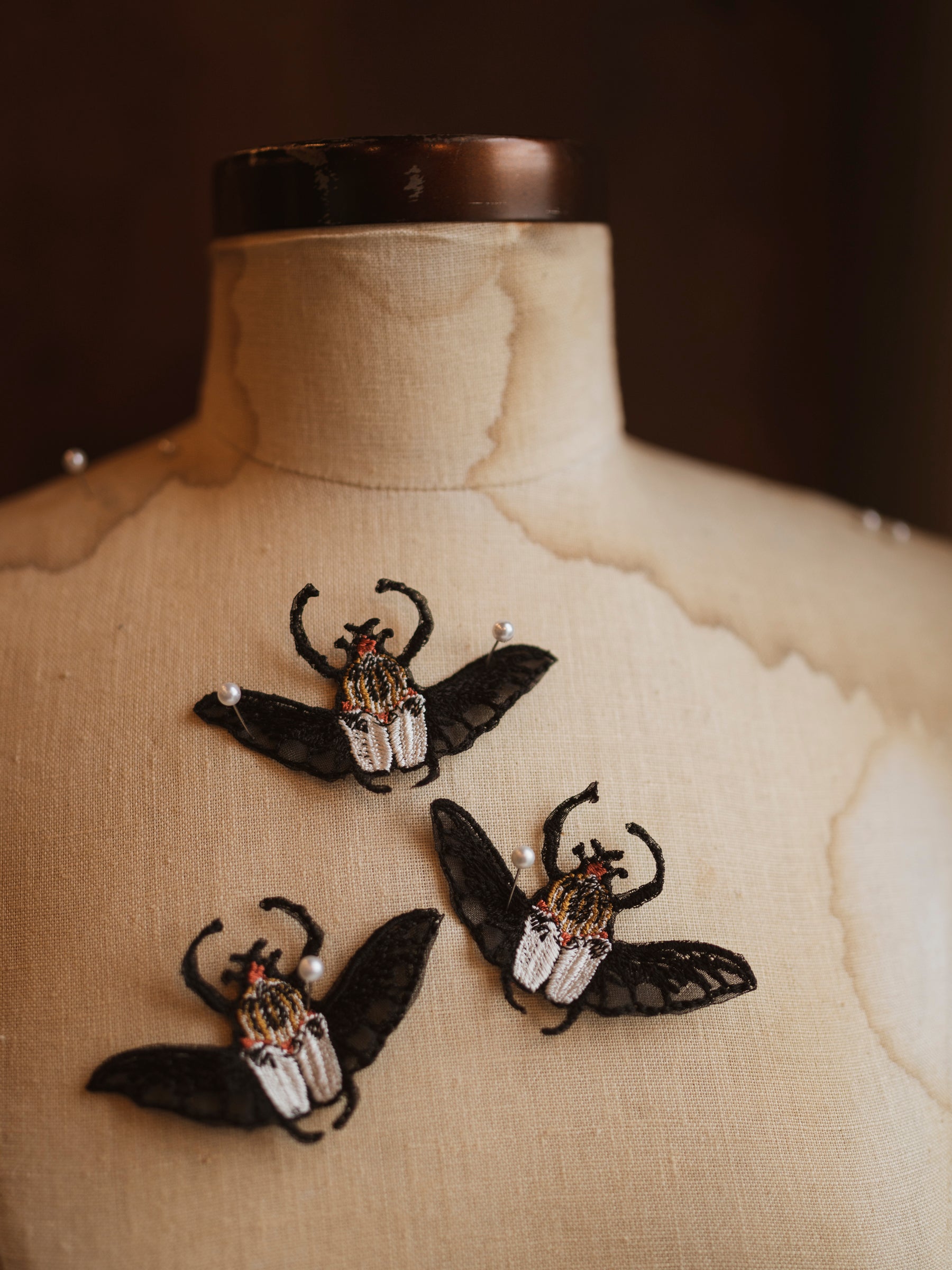 3.25" Handmade Ukrainian Embroidery Goliath Beetle Patch, CA540