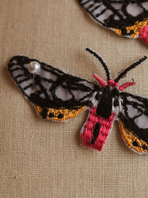 3-3.5" Handmade Ukrainian Embroidery Milky Tiger Moth Patch, CA497