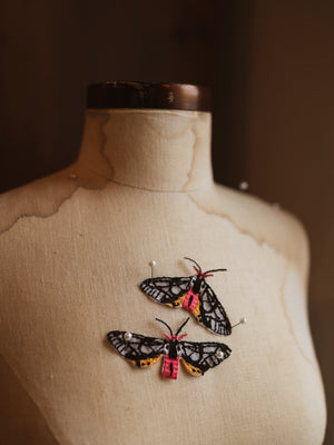 3-3.5" Handmade Ukrainian Embroidery Milky Tiger Moth Patch, CA497
