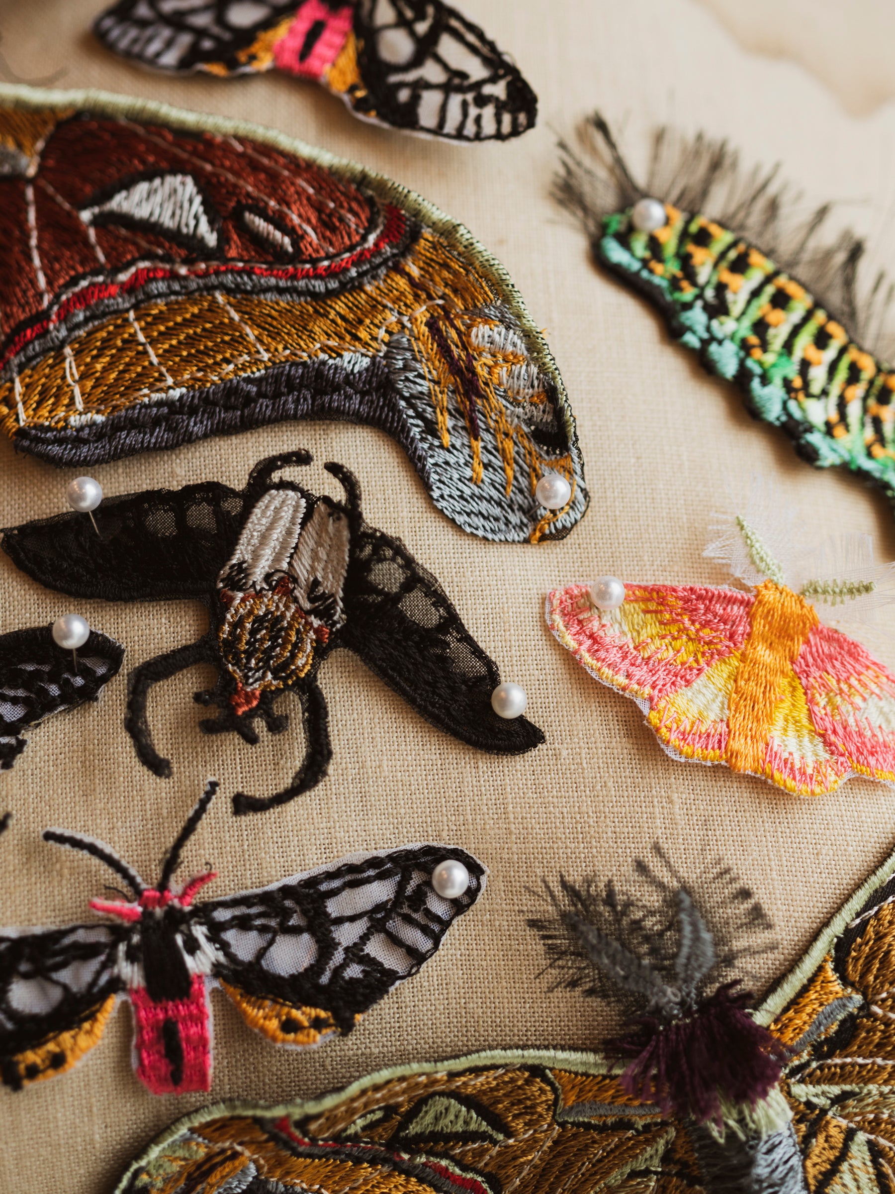 3.25" Handmade Ukrainian Embroidery Caterpillar Patch, CA501