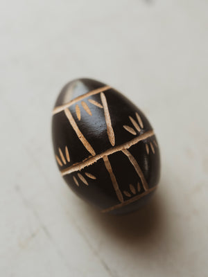 Carved Black Egg Maraca, HD596