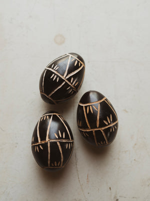 Carved Black Egg Maraca, HD596
