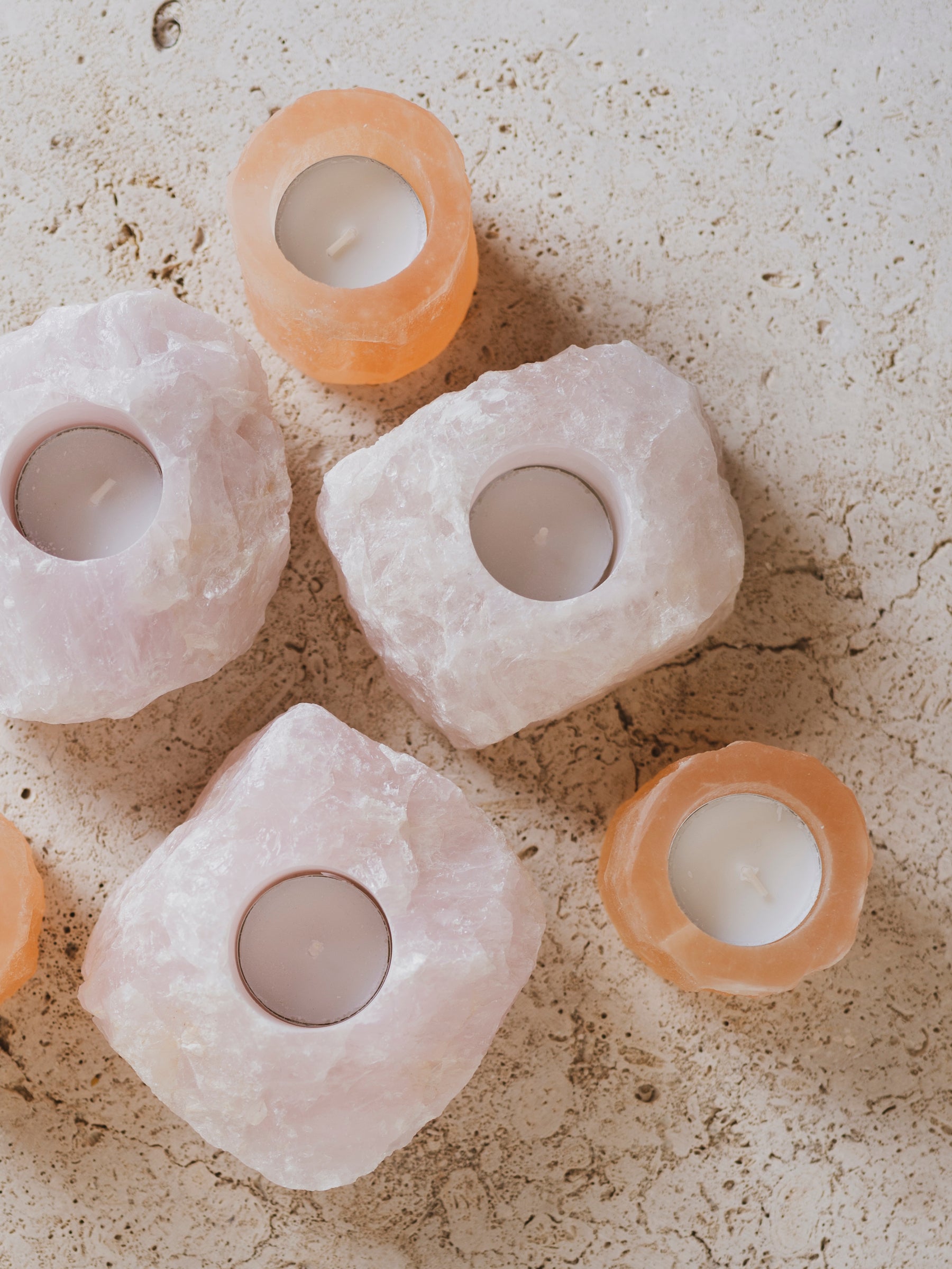 3.5" Rose Quartz Candle Holder, RM497