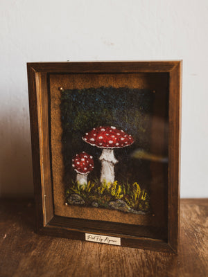 Framed Handfelted Red Fly Agaric Mushrooms, CO006