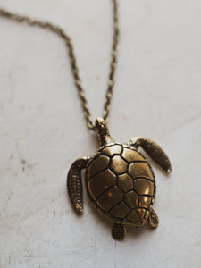 Brass Sea Turtle Necklace, CA942