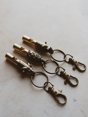 Brass Figurine Whistle Keychain