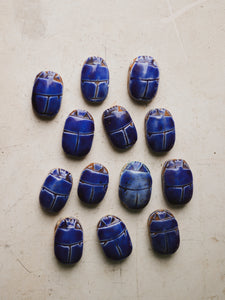 1.25" Carved Blue Egyptian Scarab Beetle, RM527