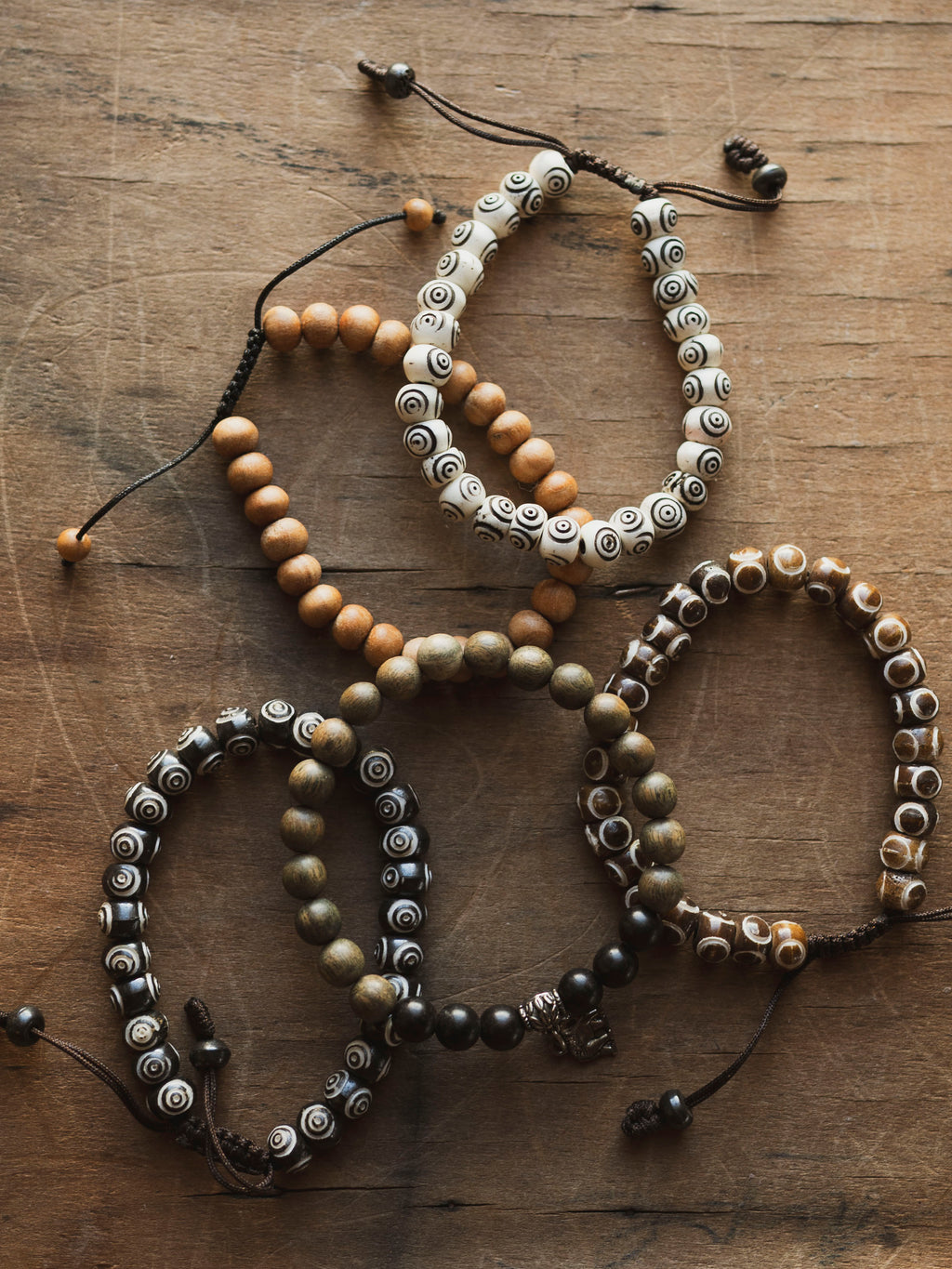 Assorted Wood, Seed, and Bone Bracelet, CA850