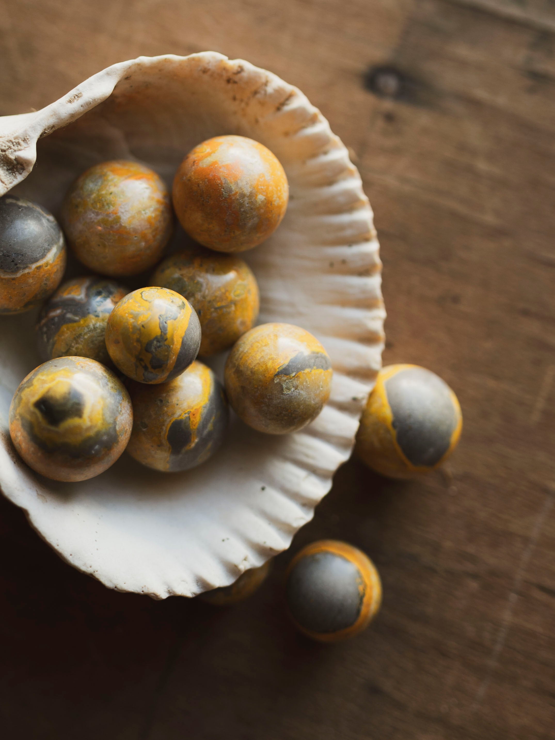 .25-.75" Polished Bumblebee Jasper Sphere, RM1595