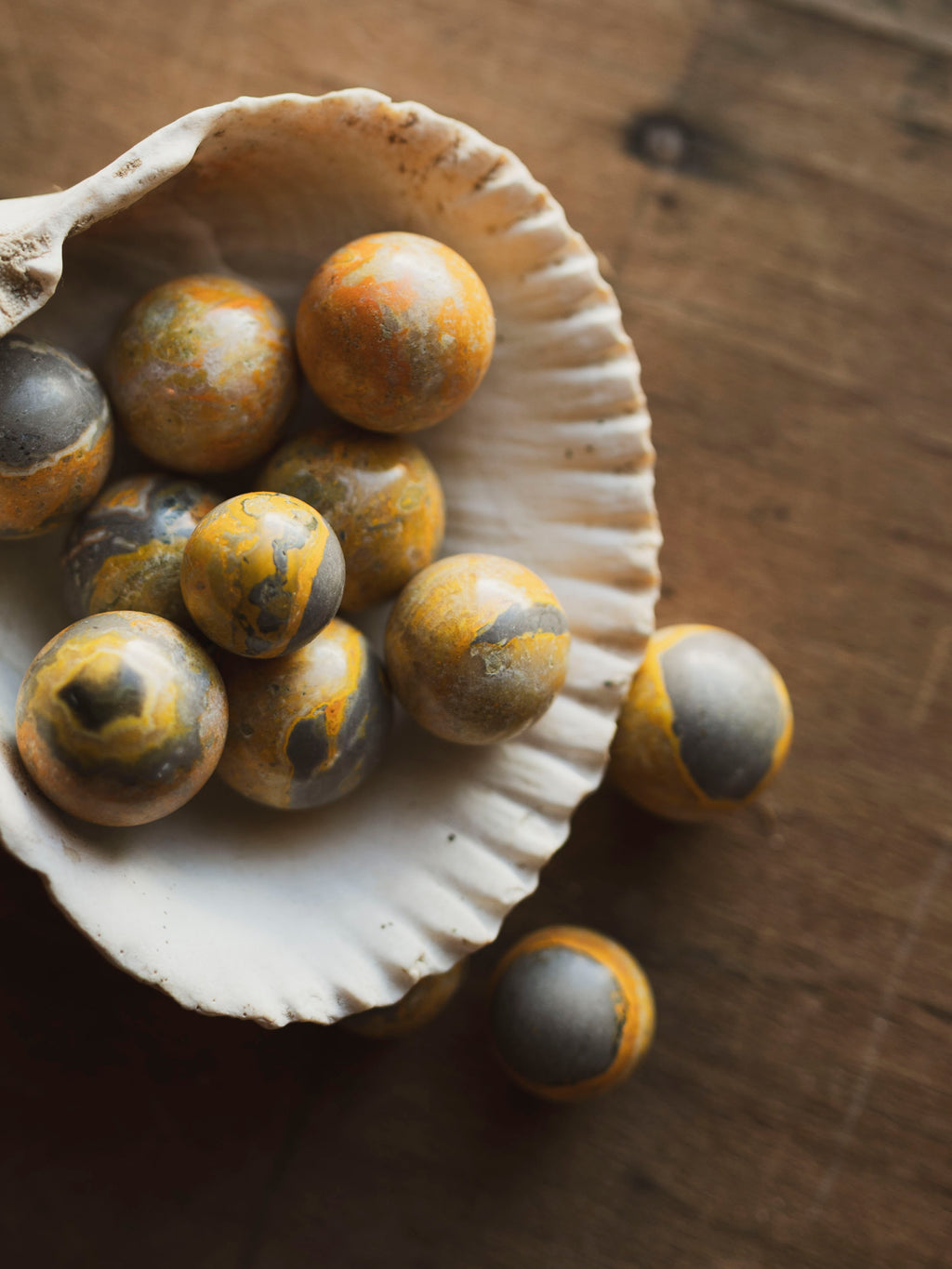.25-.75" Polished Bumblebee Jasper Sphere, RM1595
