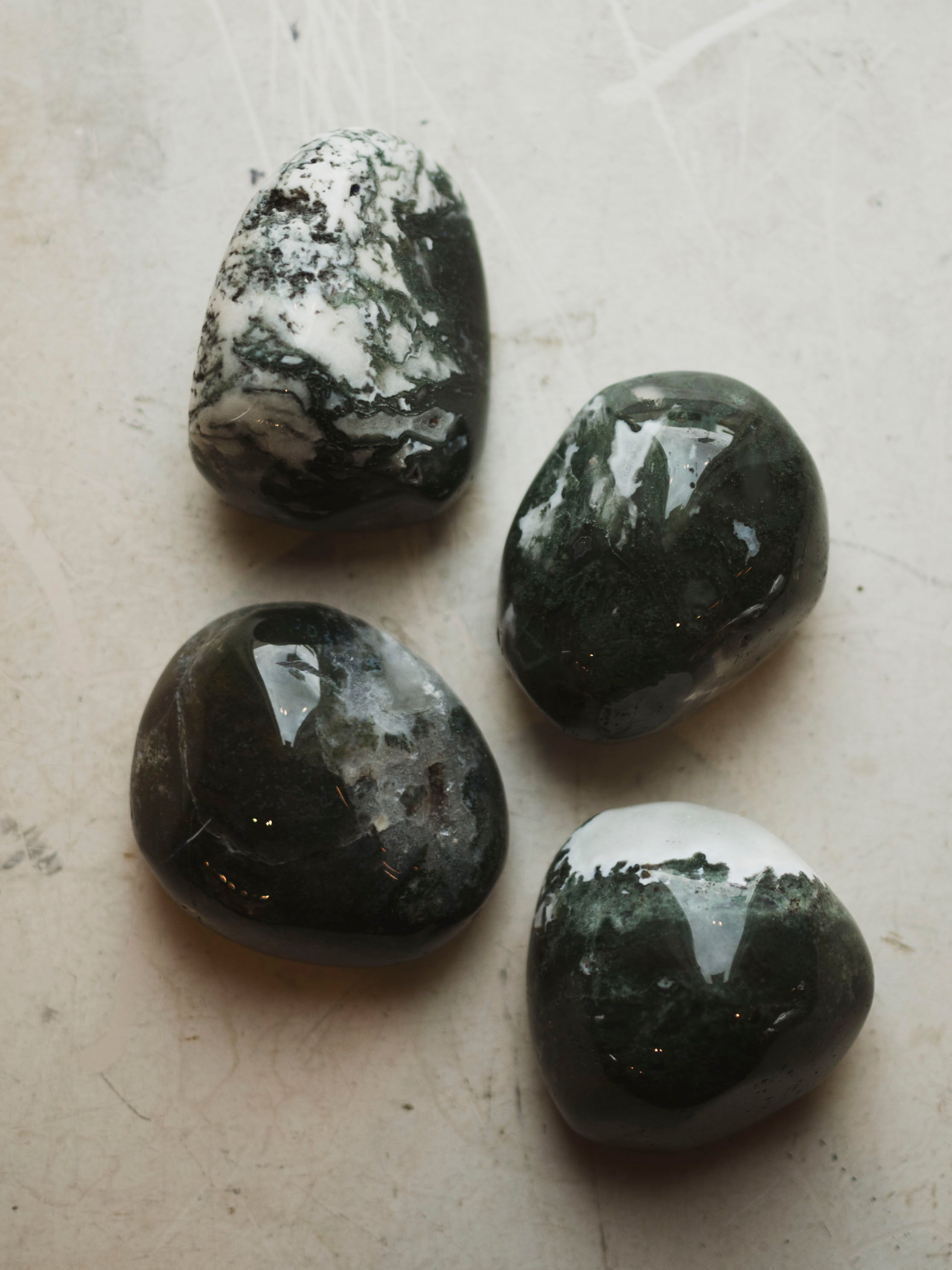3" Polished Moss Agate Therapy Stone, RM292