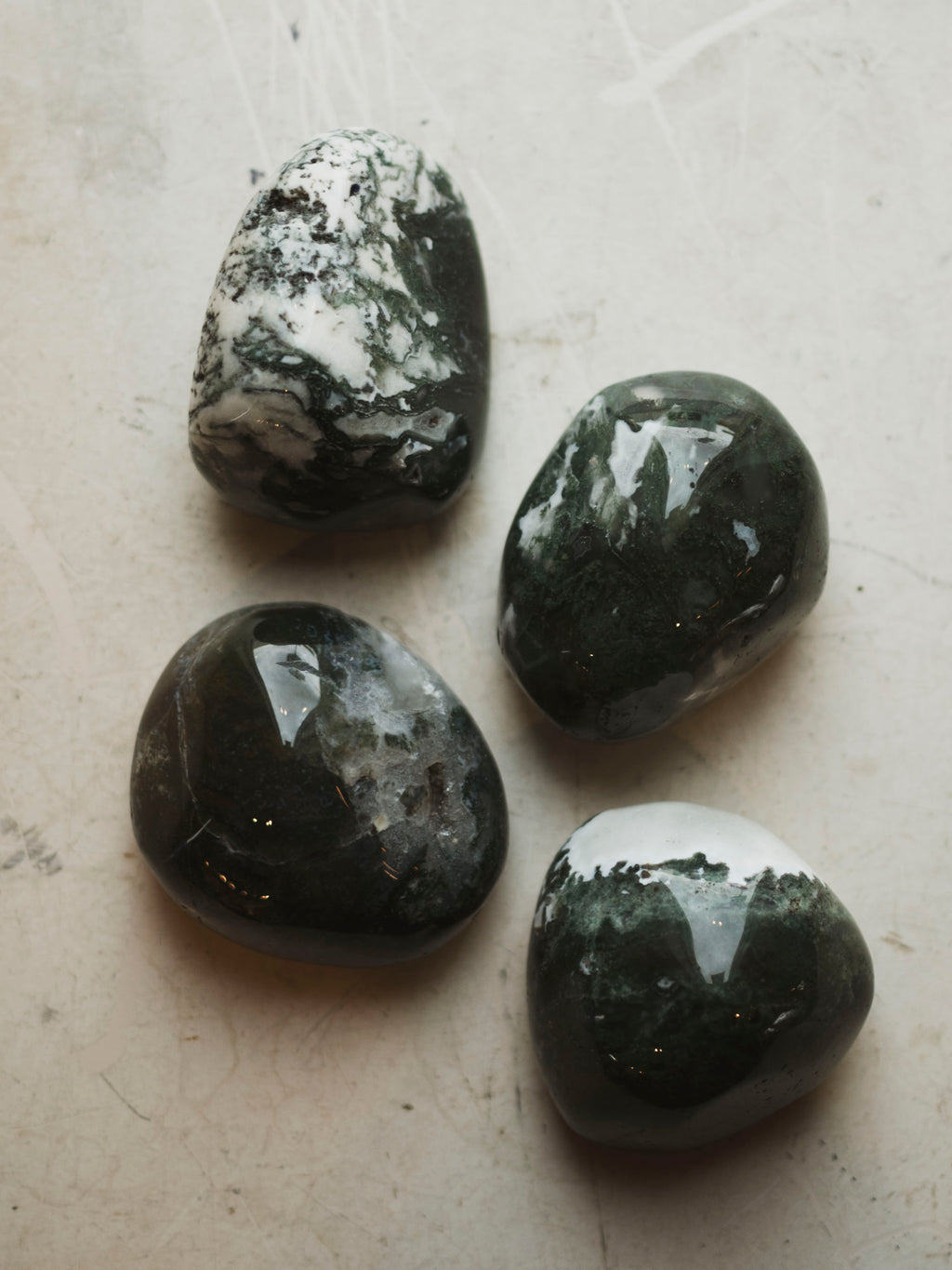3" Polished Moss Agate Therapy Stone, RM292
