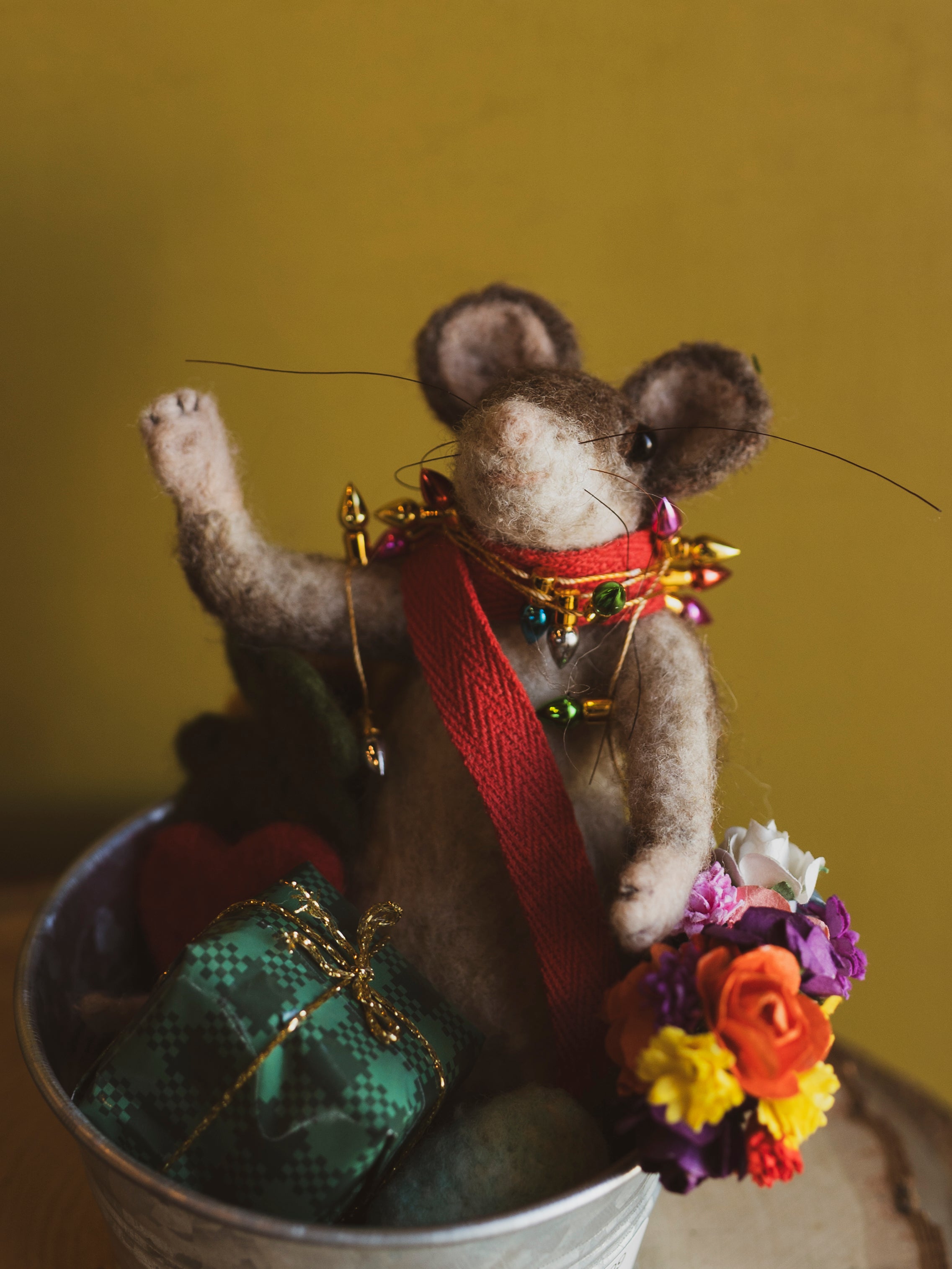 Handmade Felt Mouse w/ Seasonal Items, CO017