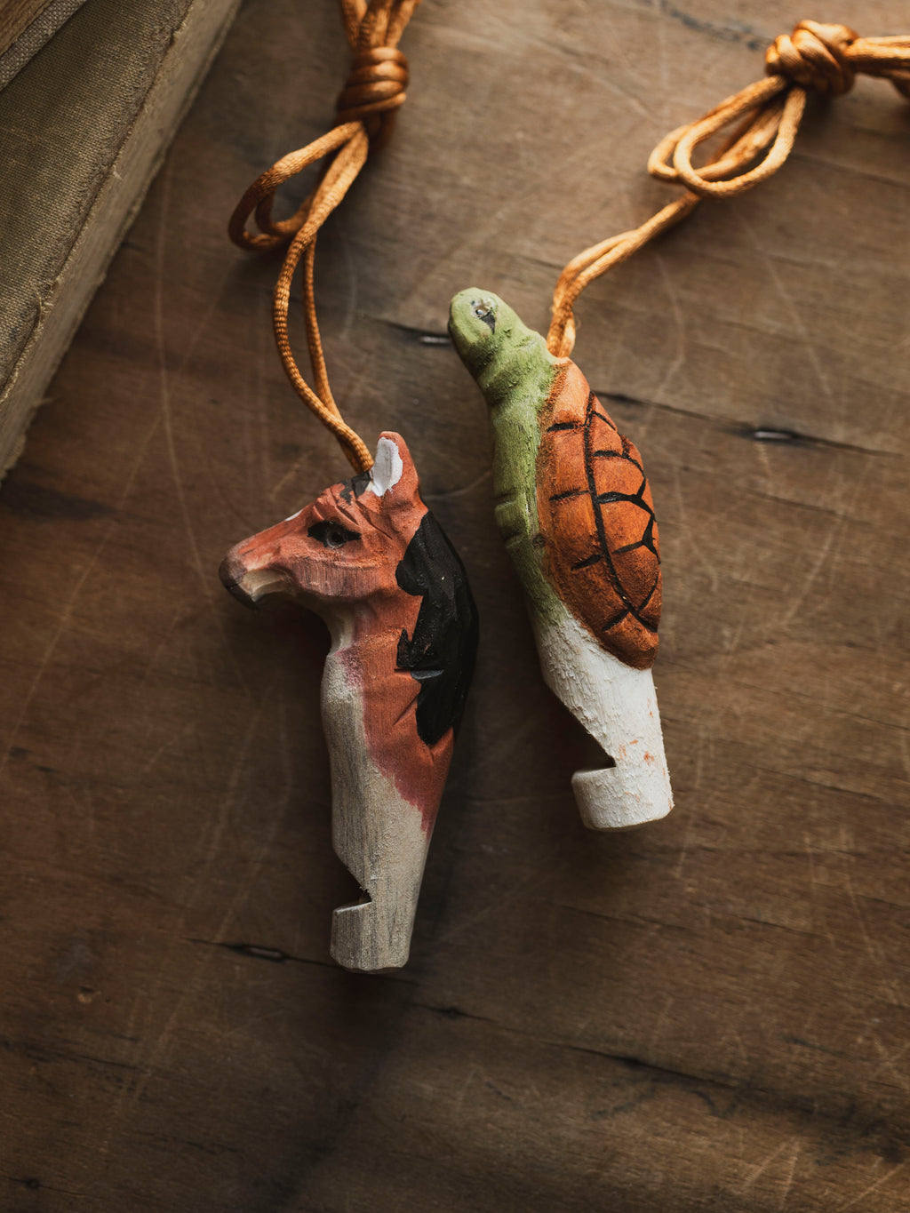 Wood Carved Animal Whistle Necklace, CA833