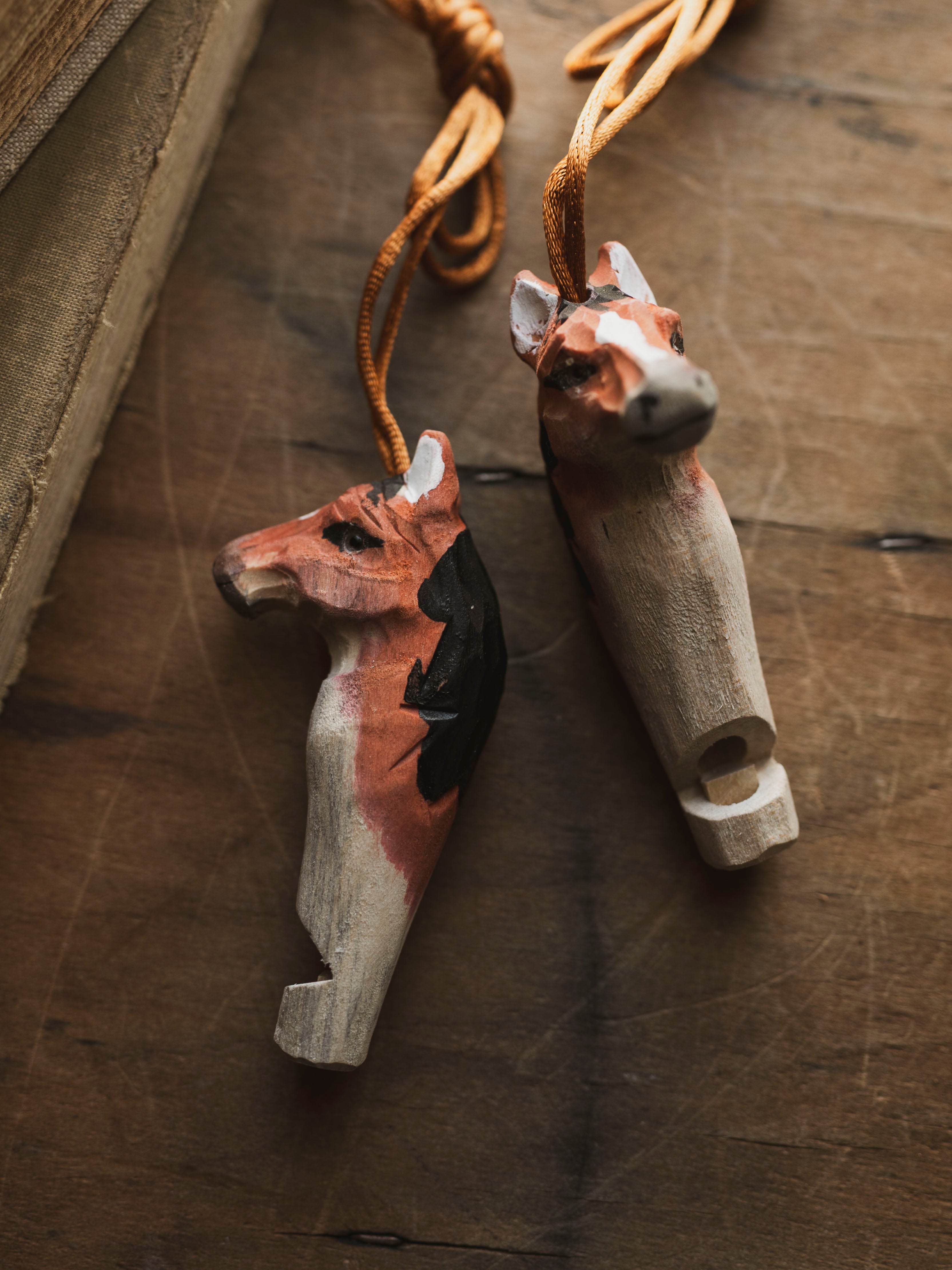 Wood Carved Animal Whistle Necklace, CA833