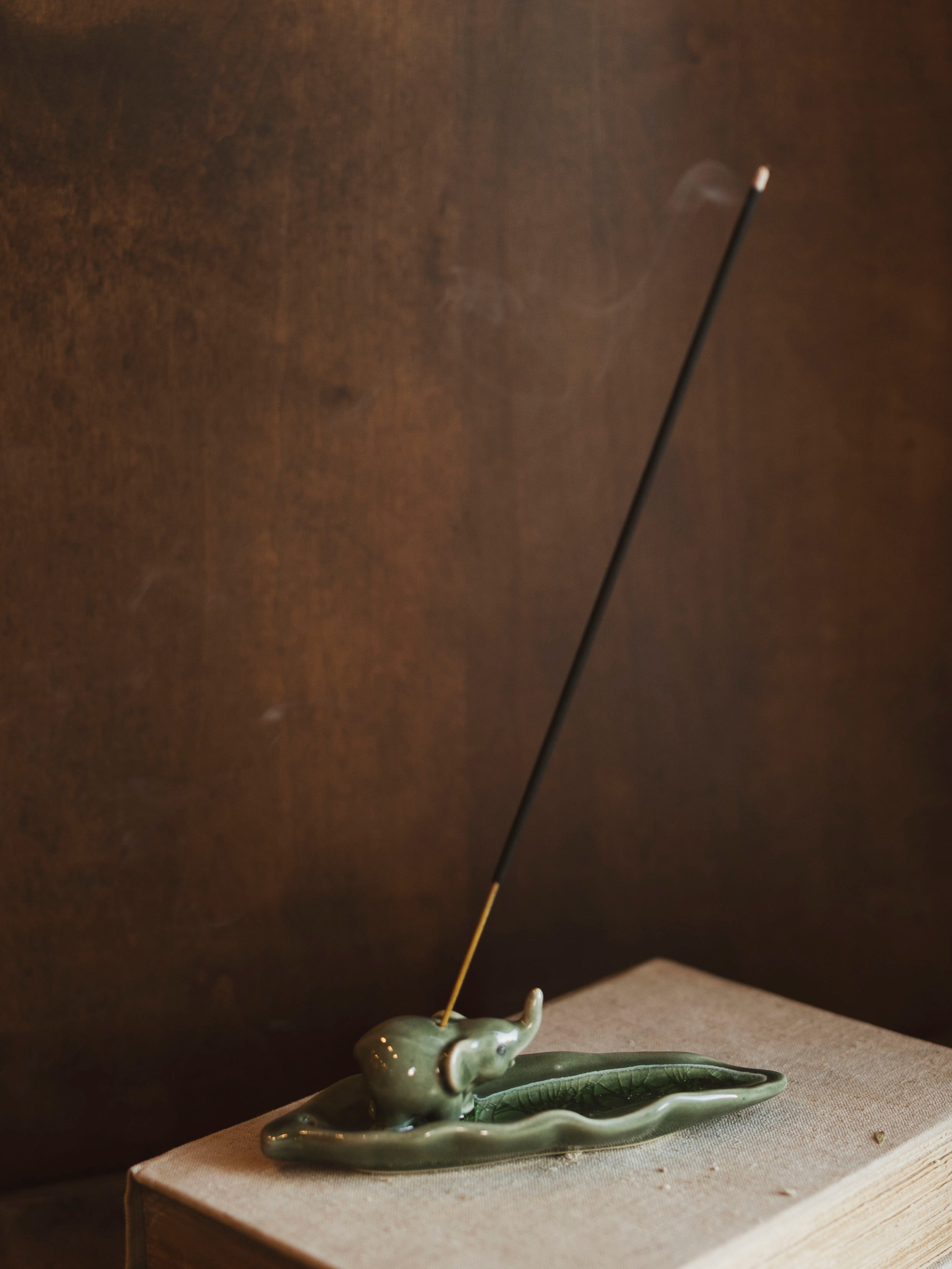 Elephant on Leaf Incense Holder, HD304