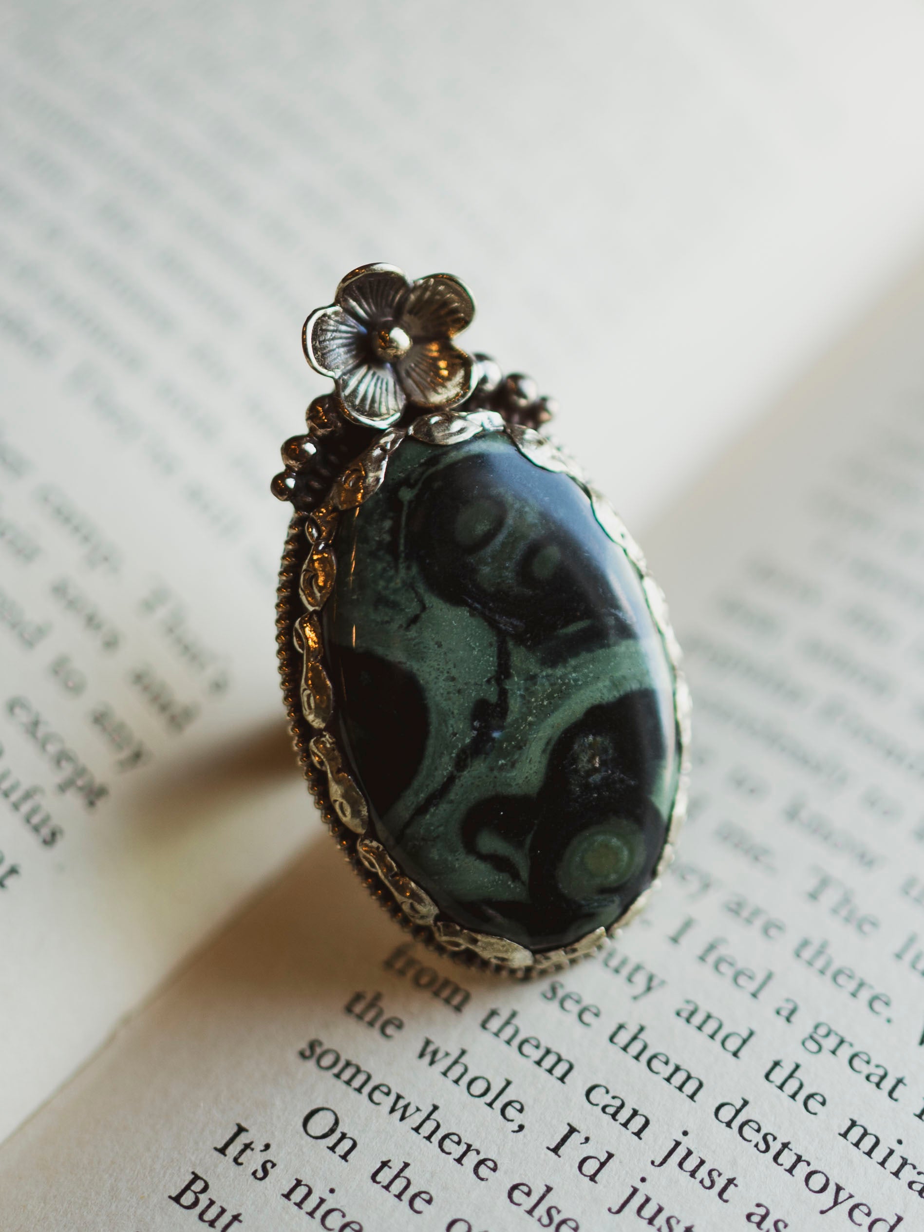 Adjustable Silver Kambaba Jasper Ring, CA154