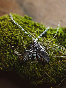 Silver Death Head Moth Necklace, CA1538